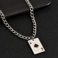 Creative Stainless Steel Poker Black Peach A Necklace For Men - Image 3