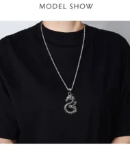 Fashion Jewelry Dragon Sword Pendant Necklace Paved Black Color Jewelry For Men Boy Christmas Gifts - Image 8